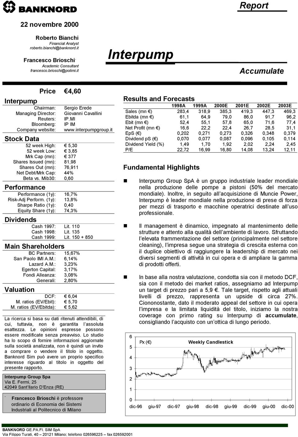 81,98 Shares Out (mn): 76,911 Net Debt/Mrk Cap: 44% Beta vs. Mib30: 0,60 Performance Performance (1y): 16,7% Risk-Adj Perform.