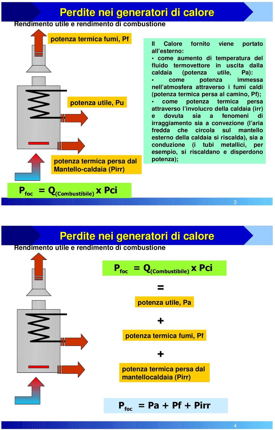 (irr) e dovuta sia a fenomeni di irraggiamento sia a convezione (l aria fredda che circola sul mantello esterno della caldaia si riscalda), sia a conduzione (i tubi metallici, per esempio, si