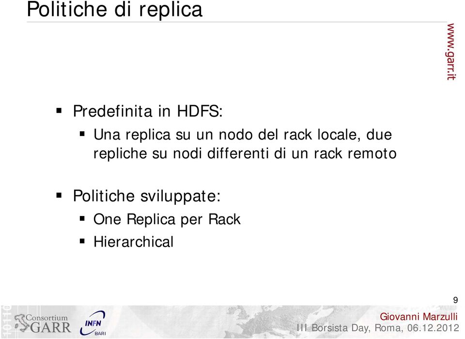 repliche su nodi differenti di un rack remoto