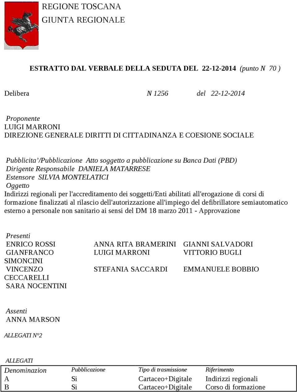 l'accreditamento dei soggetti/enti abilitati all'erogazione di corsi di formazione finalizzati al rilascio dell'autorizzazione all'impiego del defibrillatore semiautomatico esterno a personale non