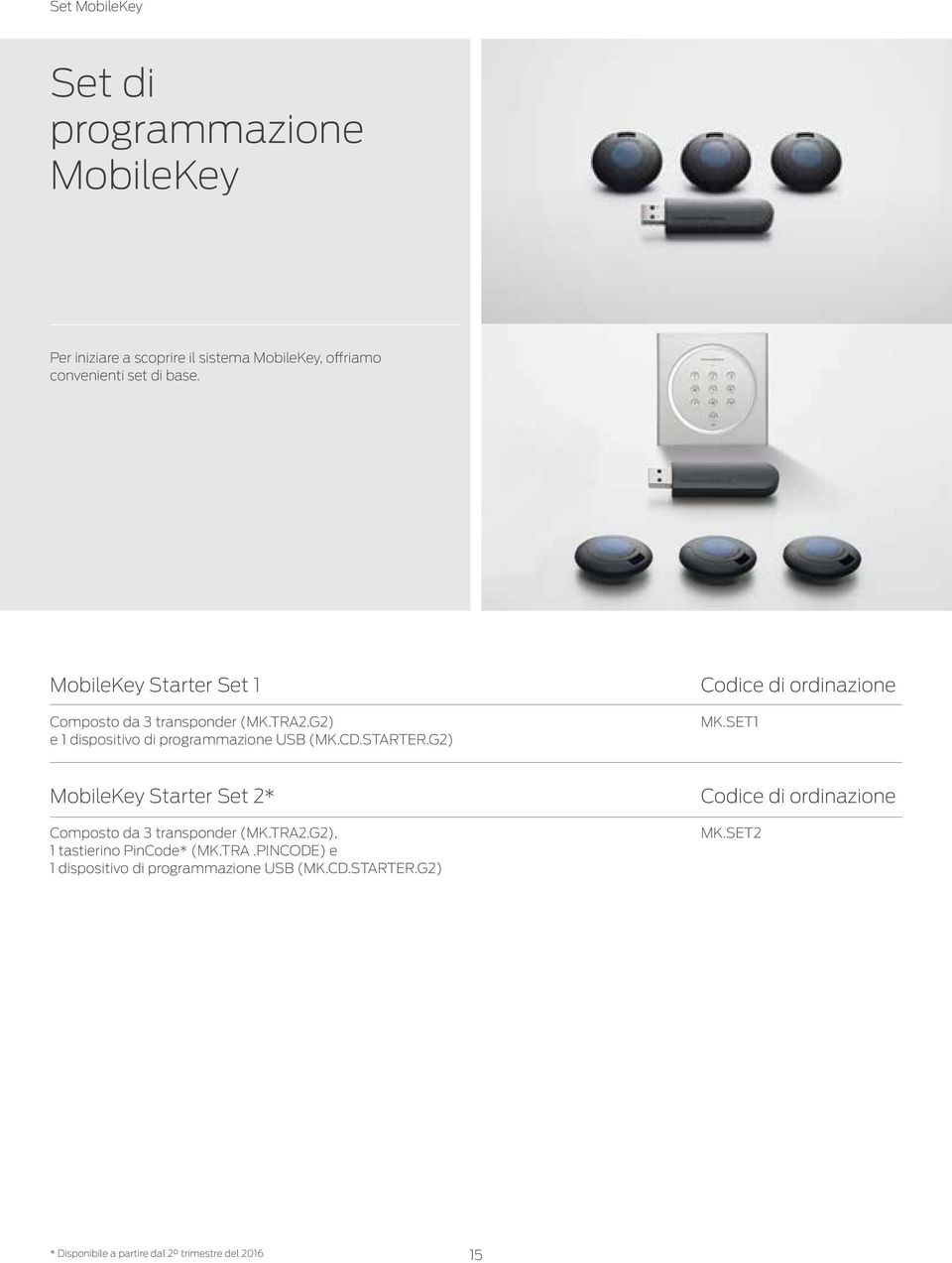 STARTER.G2) MK.SET1 MobileKey Starter Set 2* Composto da 3 transponder (MK.TRA2