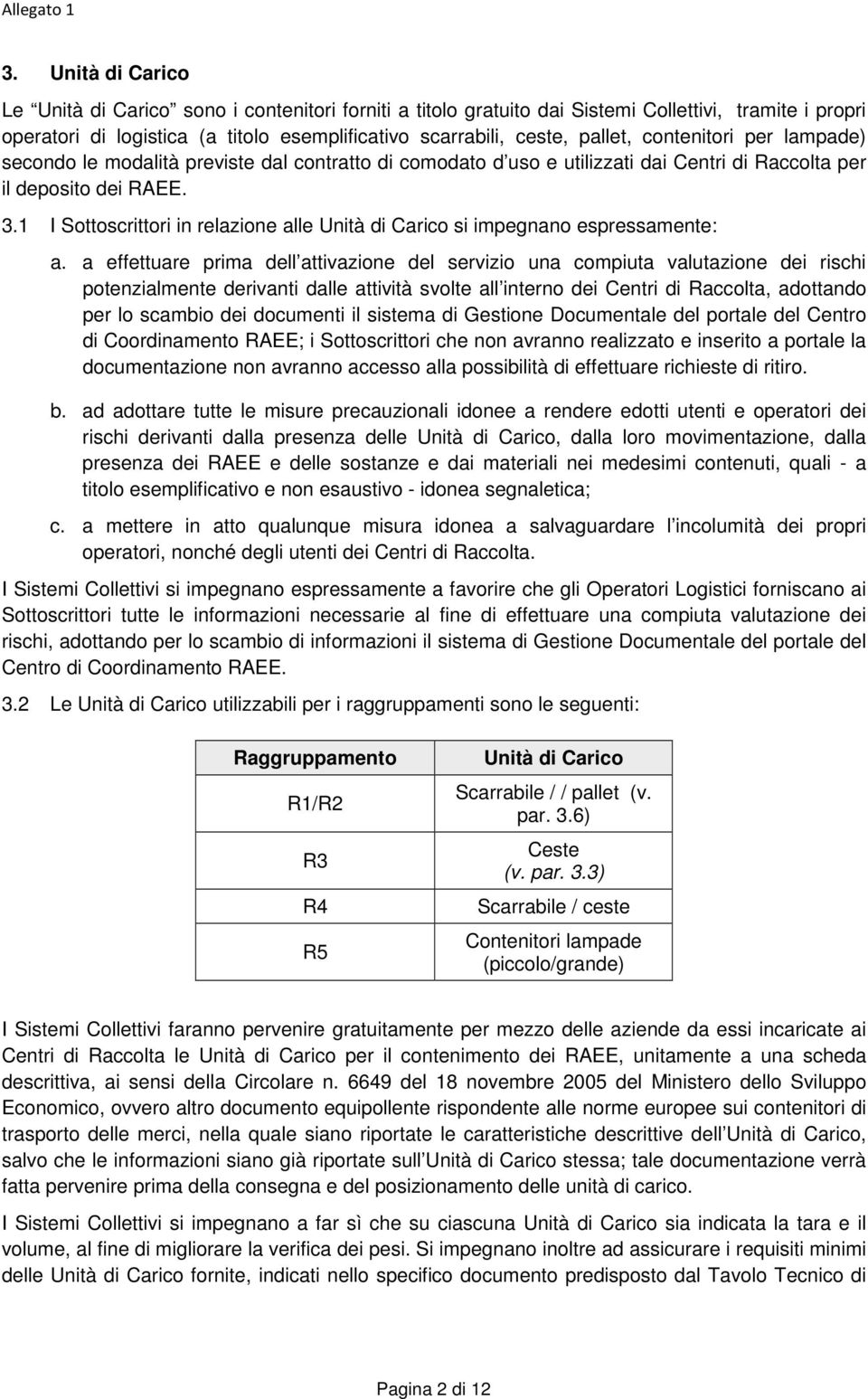 1 I Sottoscrittori in relazione alle Unità di Carico si impegnano espressamente: a.