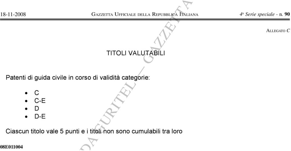 D-E Ciascun titolo vale 5 punti e i titoli non