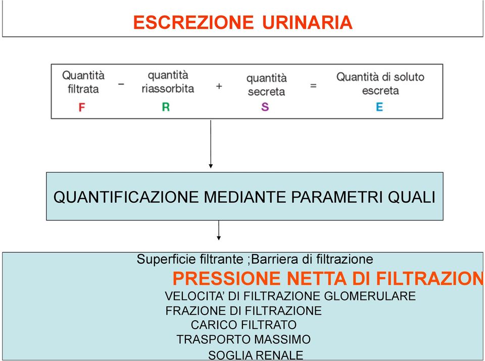 DI FILTRAZIONE VELOCITA DI FILTRAZIONE GLOMERULARE FRAZIONE