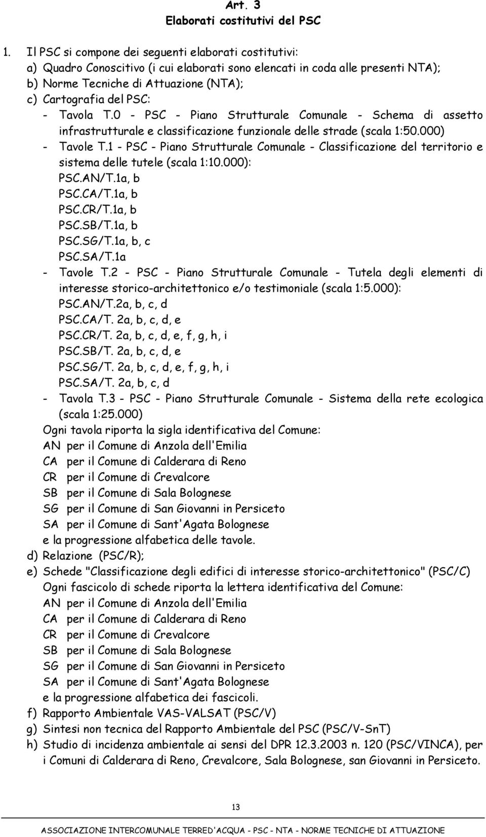 Tavola T.0 - PSC - Piano Strutturale Comunale - Schema di assetto infrastrutturale e classificazione funzionale delle strade (scala 1:50.000) - Tavole T.
