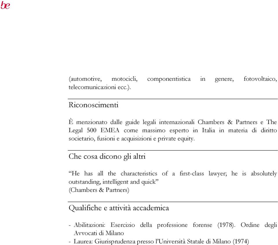 societario, fusioni e acquisizioni e private equity.