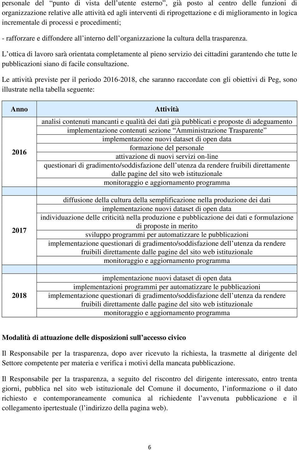 L ottica di lavoro sarà orientata completamente al pieno servizio dei cittadini garantendo che tutte le pubblicazioni siano di facile consultazione.