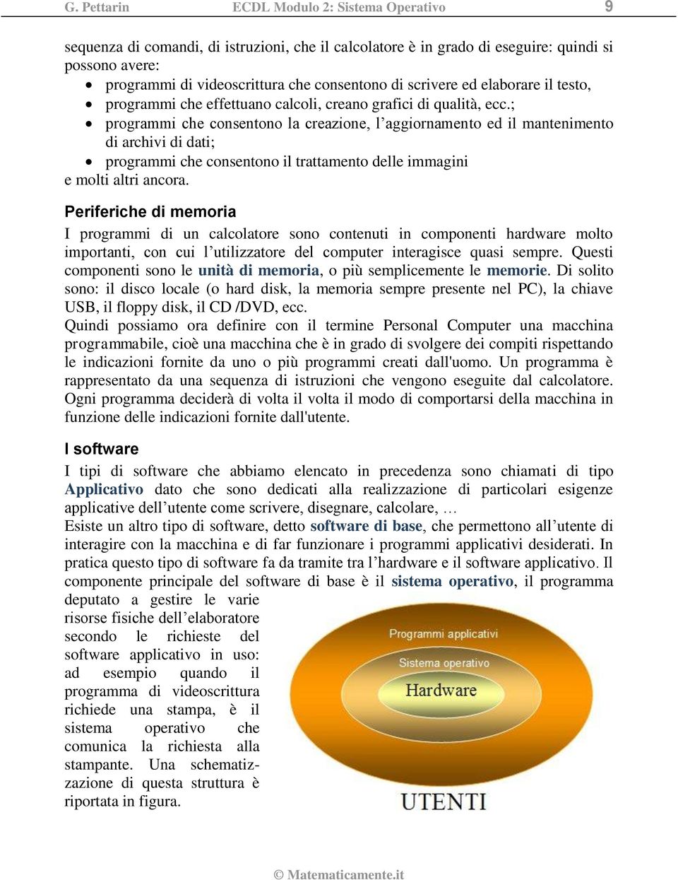 ; programmi che consentono la creazione, l aggiornamento ed il mantenimento di archivi di dati; programmi che consentono il trattamento delle immagini e molti altri ancora.