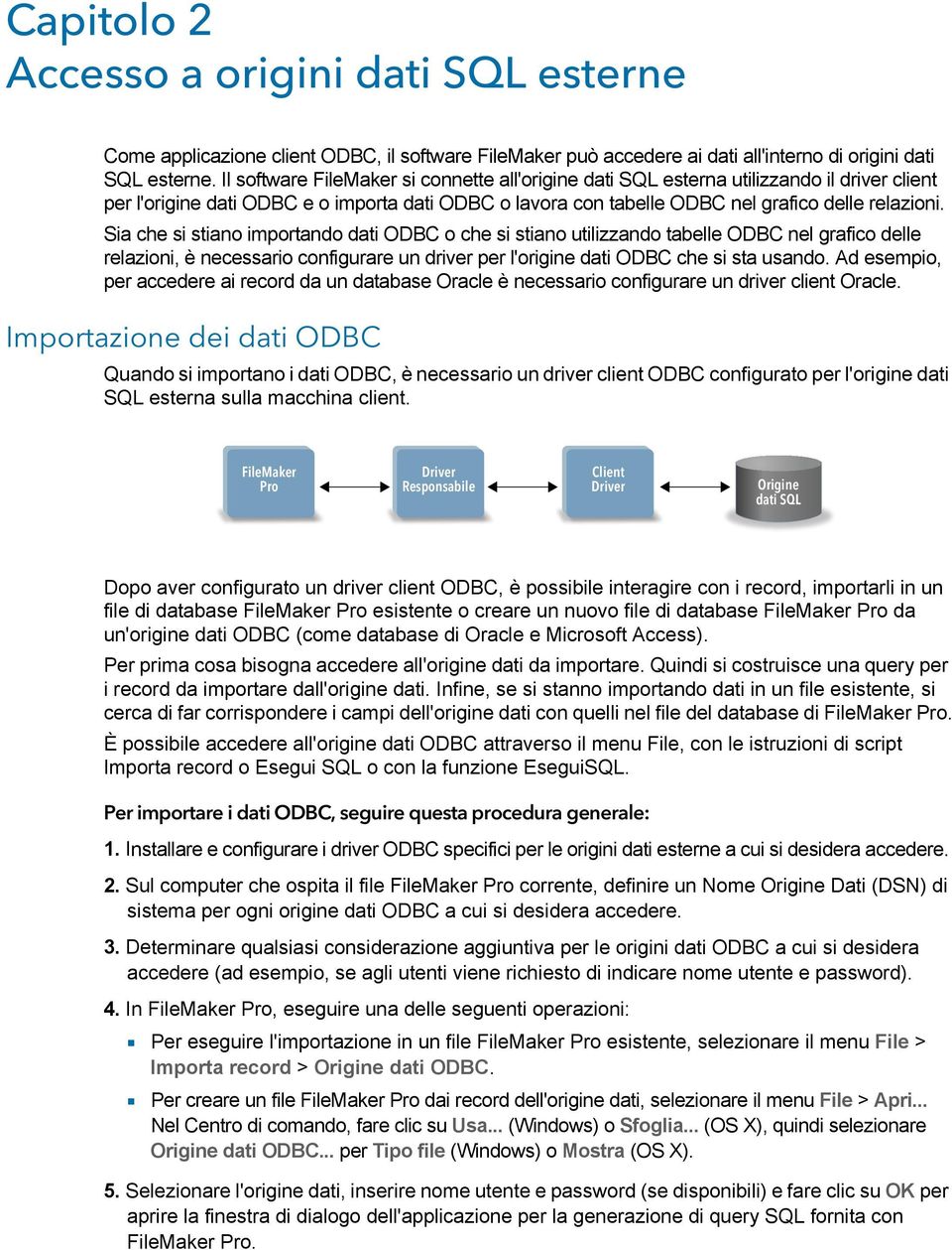 Sia che si stiano importando dati ODBC o che si stiano utilizzando tabelle ODBC nel grafico delle relazioni, è necessario configurare un driver per l'origine dati ODBC che si sta usando.