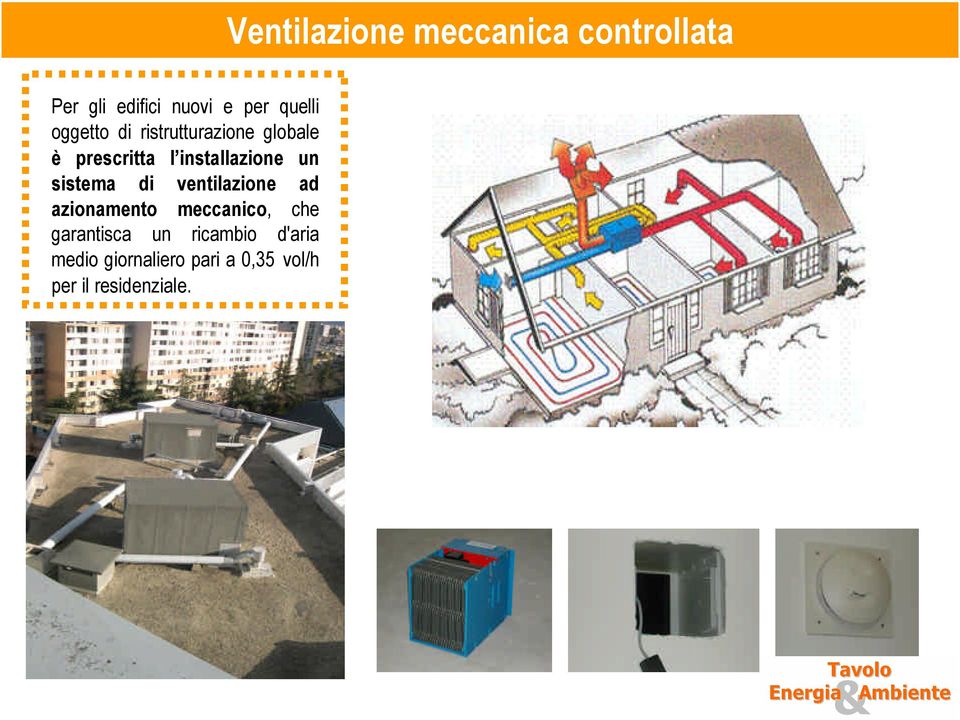 sistema di ventilazione ad azionamento meccanico, che garantisca un