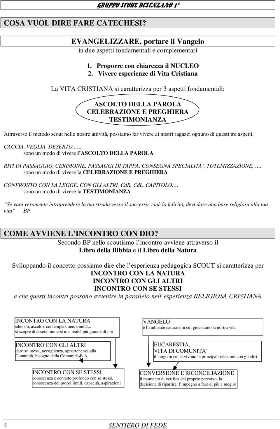 attività, possiamo far vivere ai nostri ragazzi ognuno di questi tre aspetti. CACCIA, VEGLIA, DESERTO,.