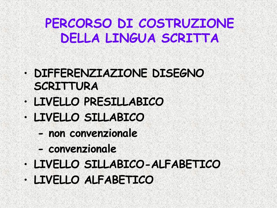 PRESILLABICO LIVELLO SILLABICO - non convenzionale