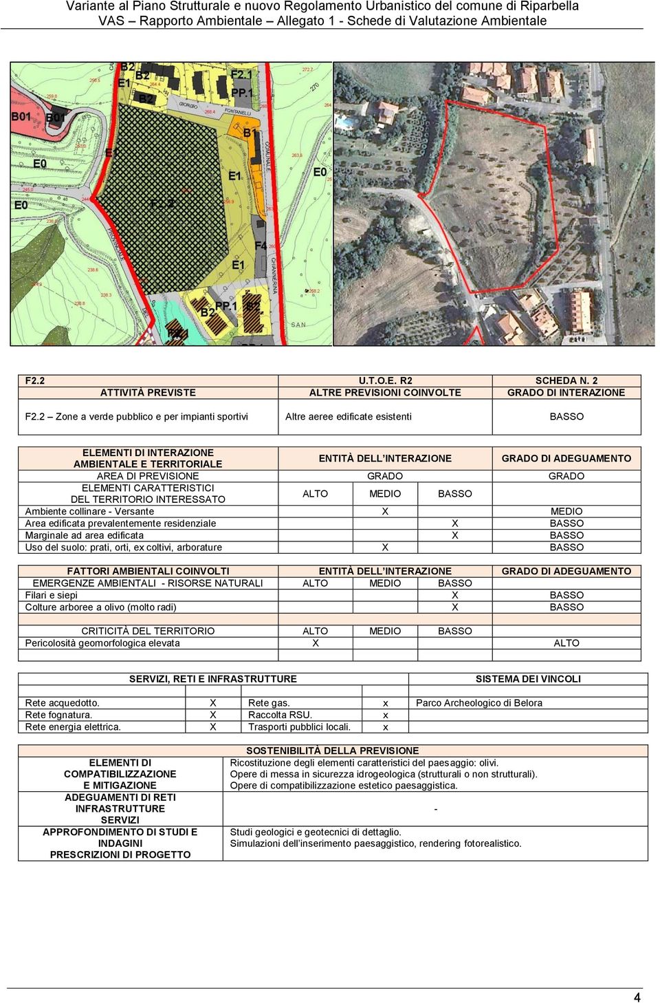 ad area edificata X BASSO Uso del suolo: prati, orti, ex coltivi, arborature X BASSO FATTORI AMBIENTALI COINVOLTI Filari e siepi X BASSO Colture arboree a olivo (molto radi) X BASSO Pericolosità