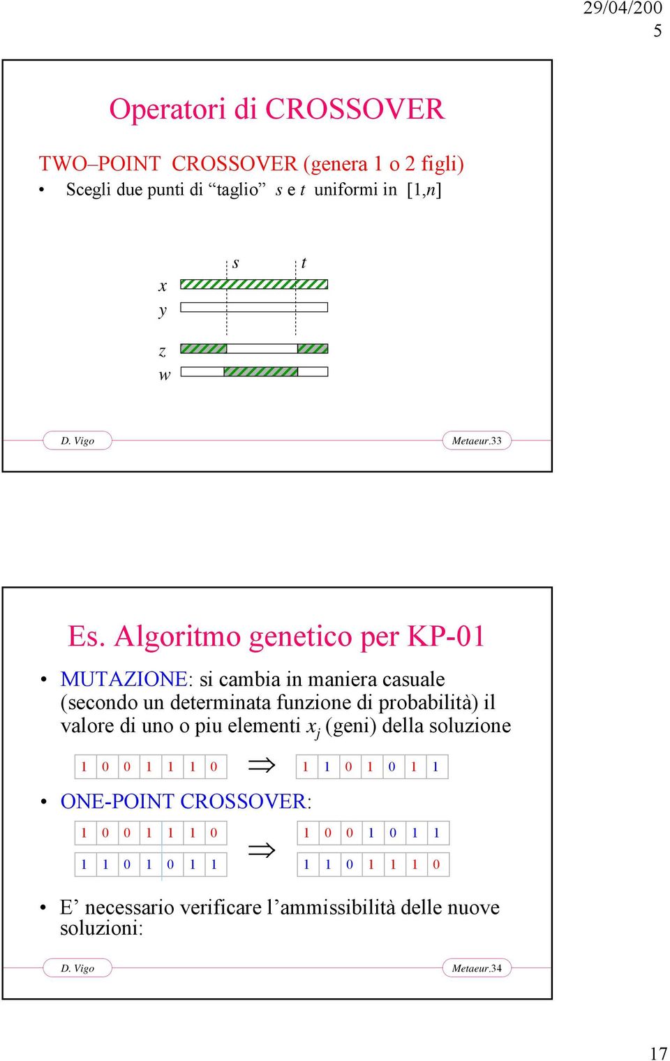 Algoritmo genetico per KP-0 MUTAZIONE: si cambia in maniera casuale (secondo un determinata funzione di