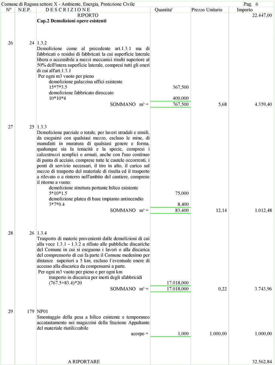 1 ma di fabbricati o residui di fabbricati la cui superficie laterale libera o accessibile a mezzi meccanici risulti superiore al 50% dell'intera superficie laterale, compresi tutti gli oneri di cui