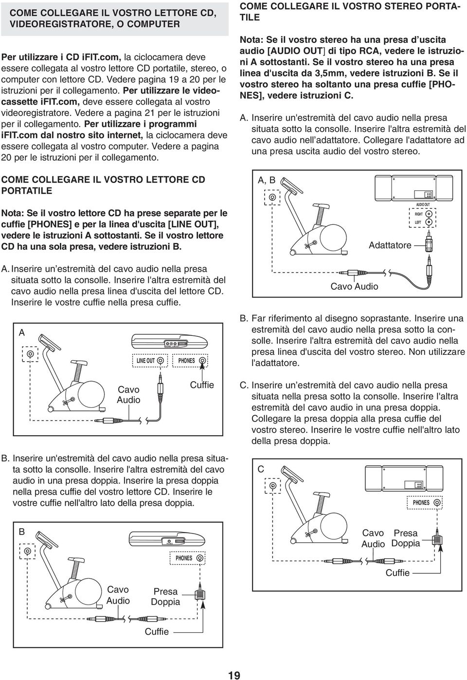 Vedere a pagina 21 per le istruzioni per il collegamento. Per utilizzare i programmi ifit.com dal nostro sito internet, la ciclocamera deve essere collegata al vostro computer.