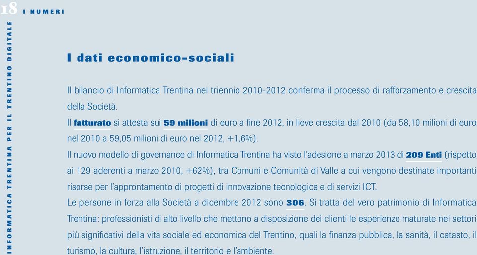 Il nuovo modello di governance di Informatica Trentina ha visto l adesione a marzo 2013 di 209 Enti (rispetto ai 129 aderenti a marzo 2010, +62%), tra Comuni e Comunità di Valle a cui vengono