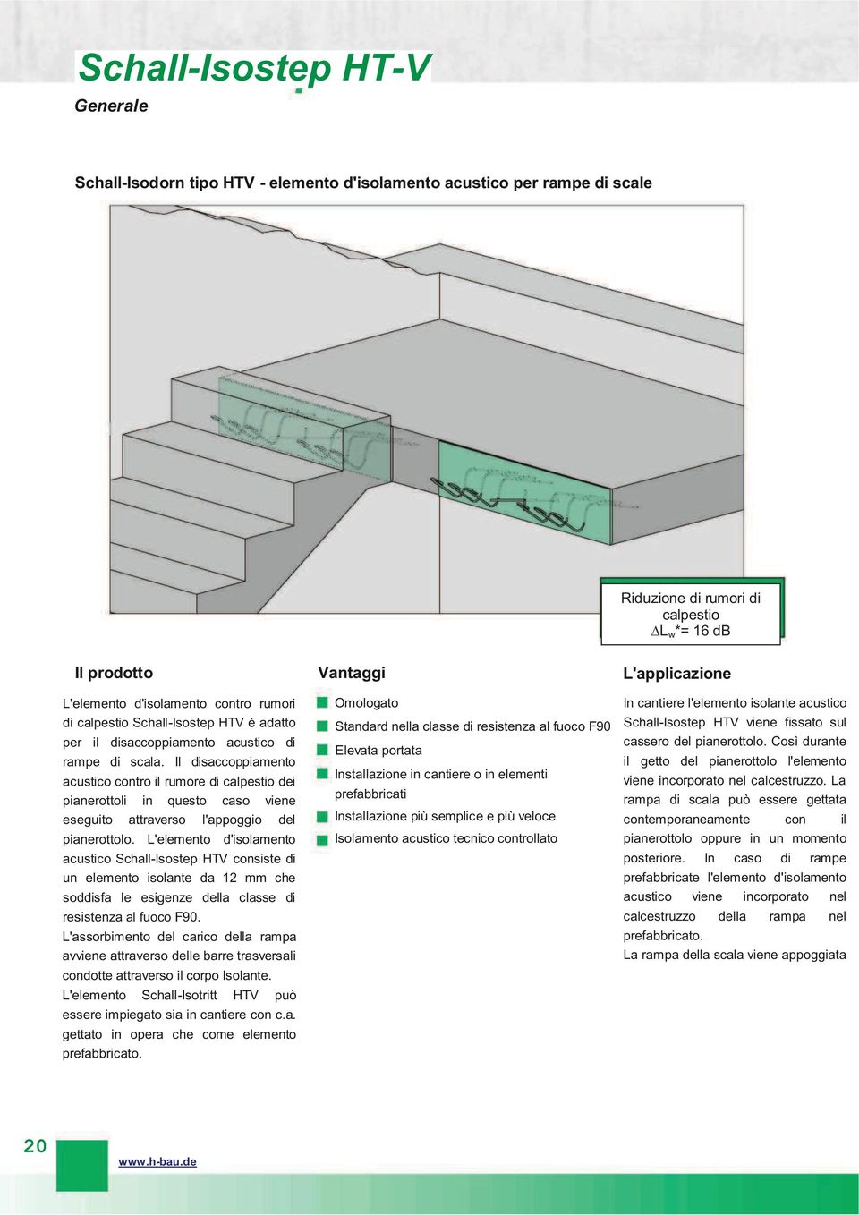 Il disaccoppiamento acustico contro il rumore di calpestio dei pianerottoli in questo caso viene eseguito attraverso l'appoggio del pianerottolo.