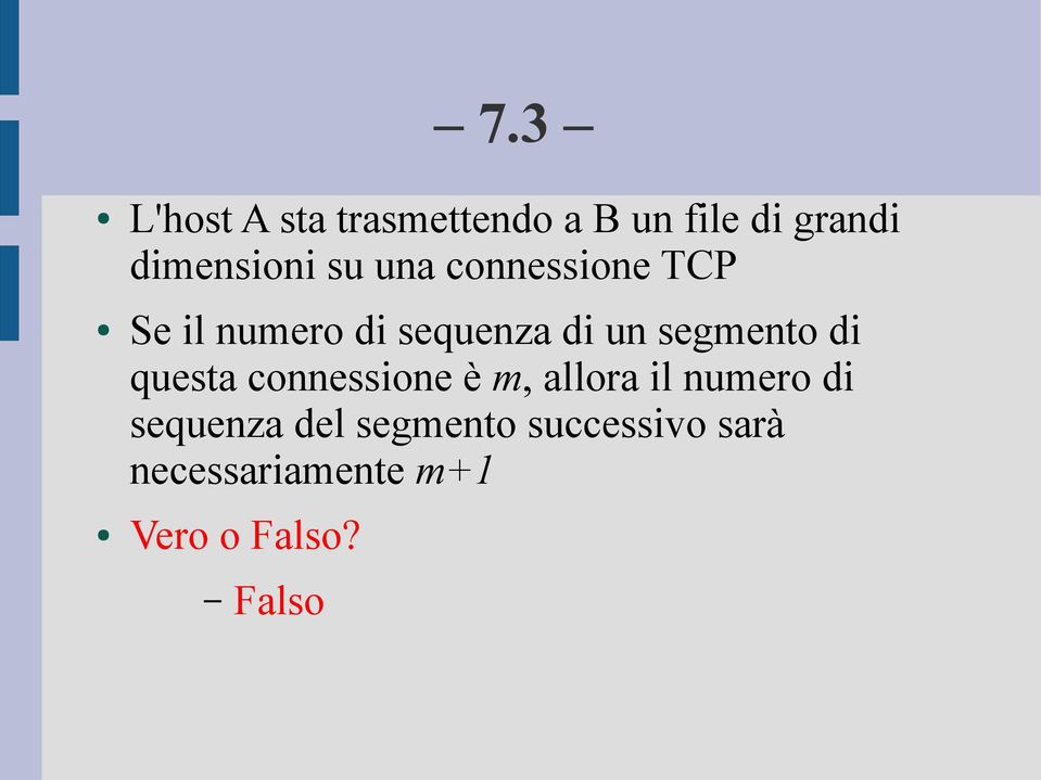 di questa connessione è m, allora il numero di sequenza del