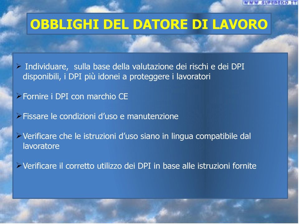 le condizioni d uso e manutenzione Verificare che le istruzioni d uso siano in lingua