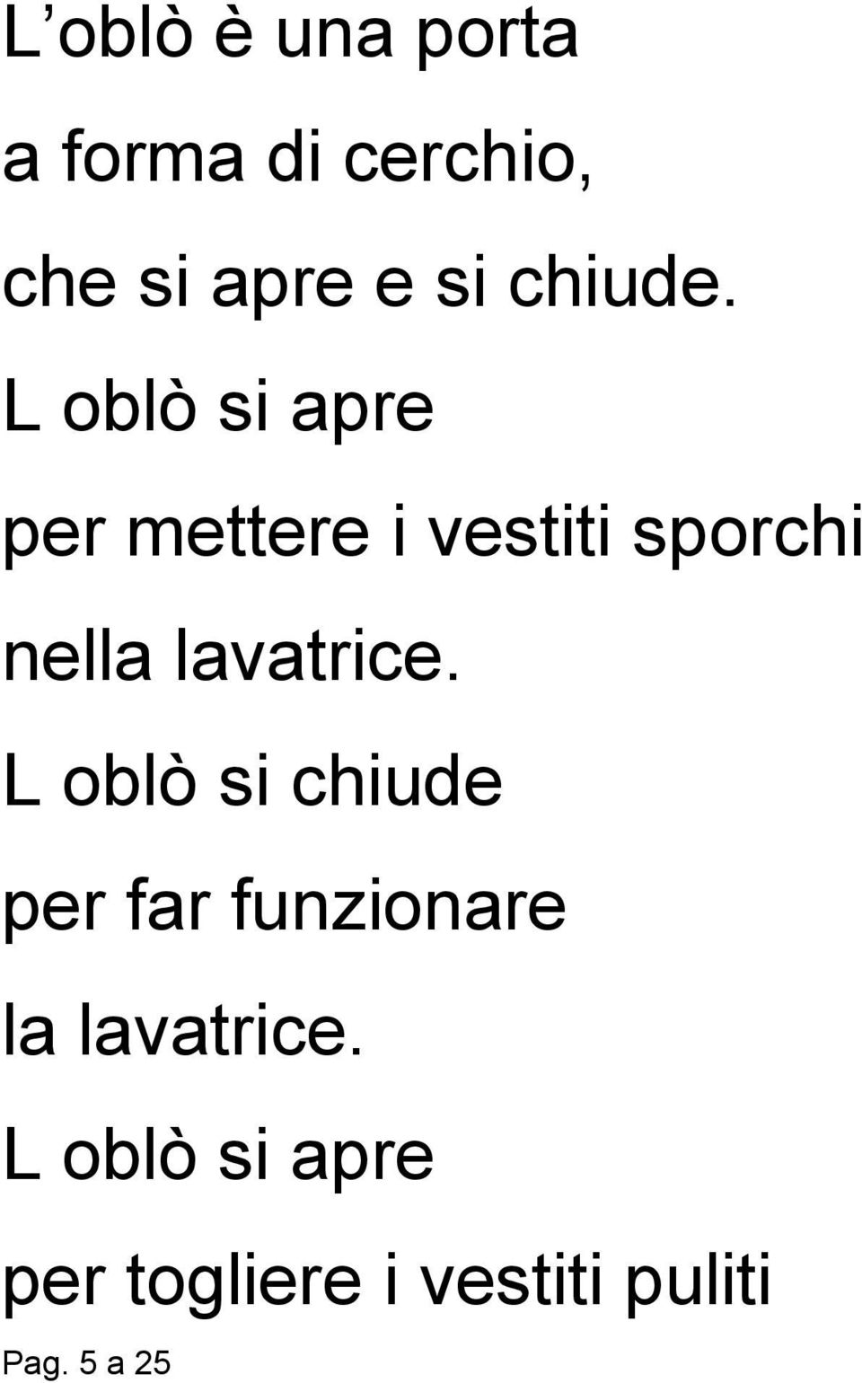 L oblò si apre per mettere i vestiti sporchi nella