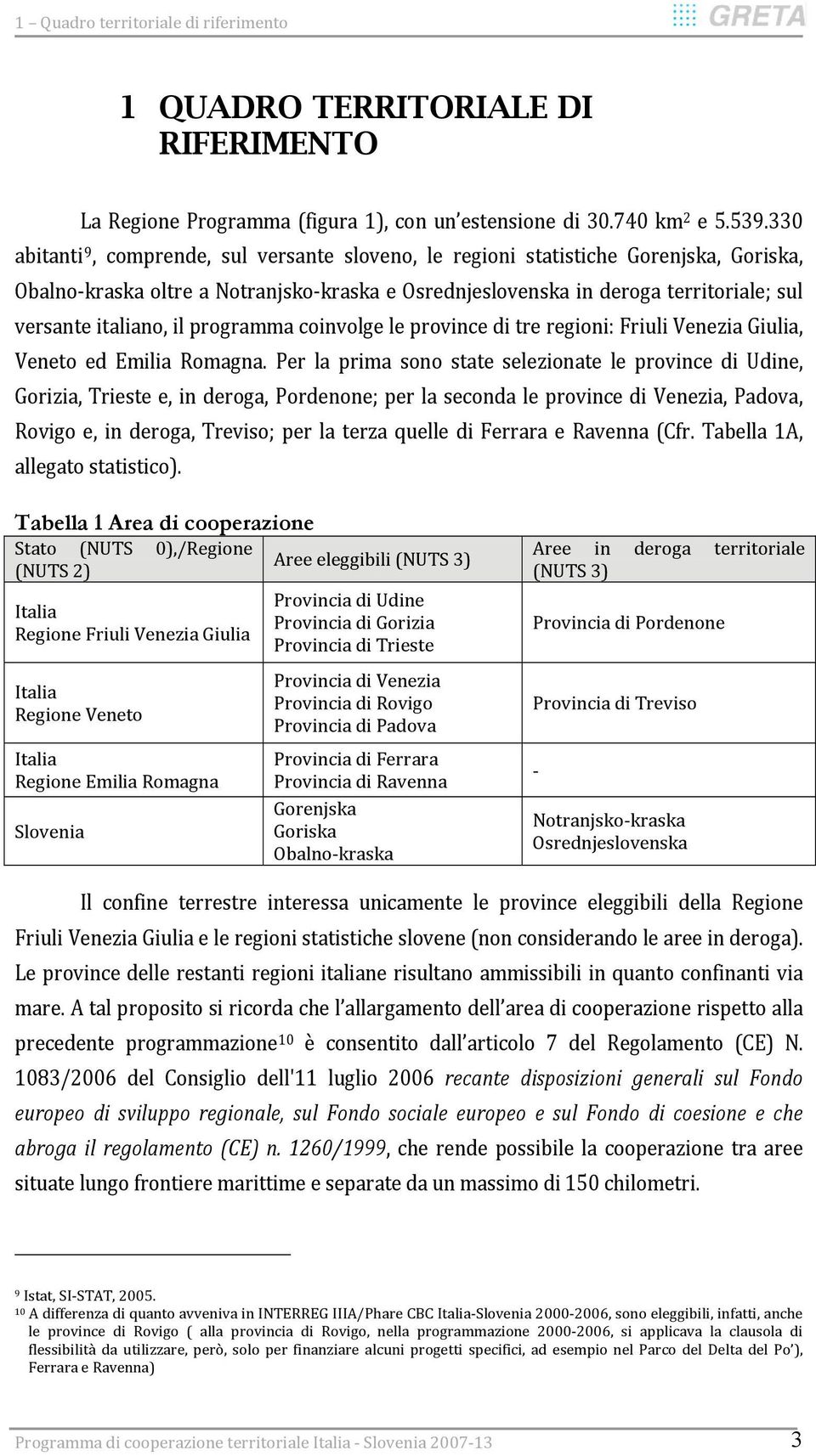 il programma coinvolge le province di tre regioni: Friuli Venezia Giulia, Veneto ed Emilia Romagna.