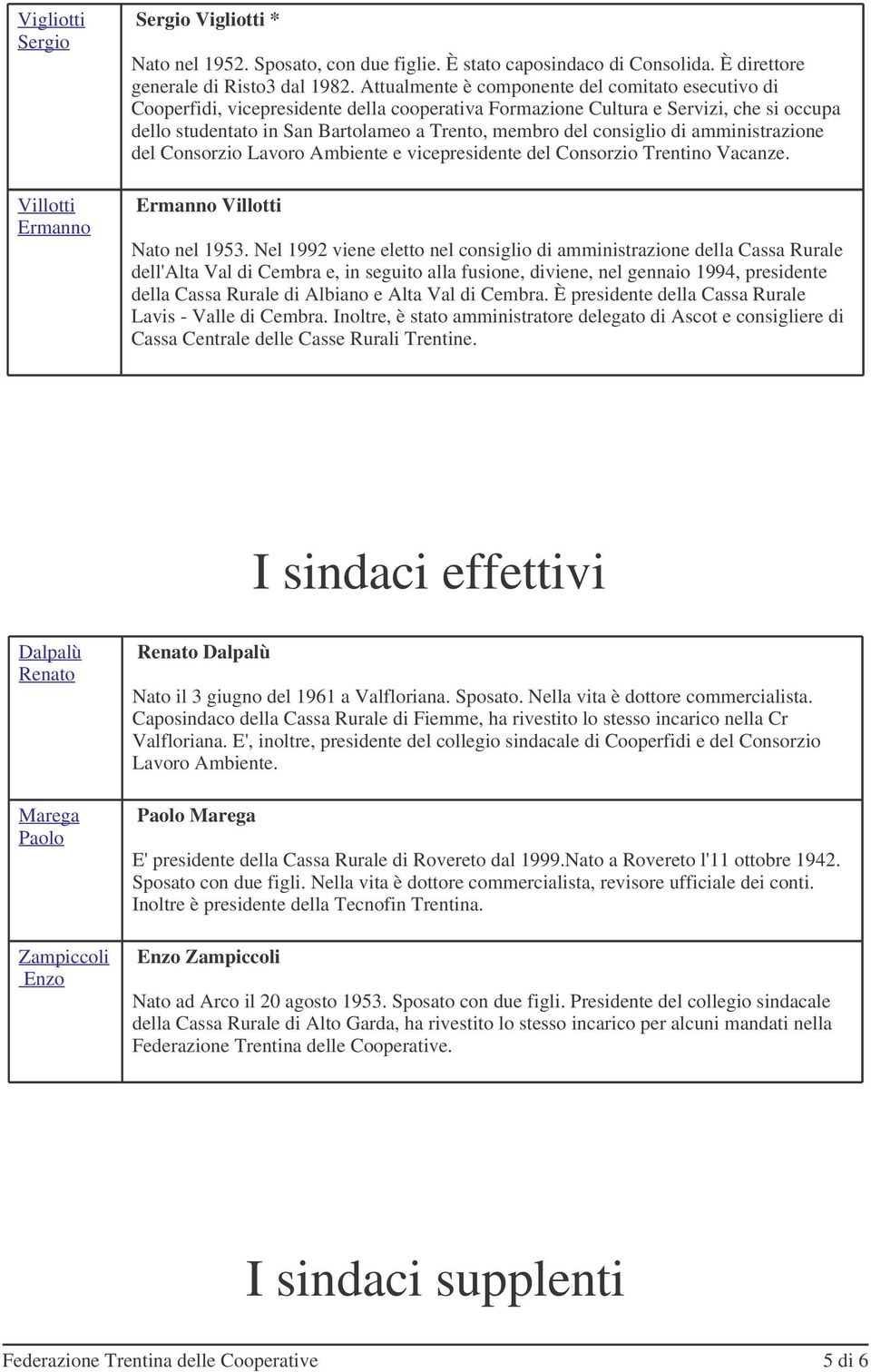 consiglio di amministrazione del Consorzio Lavoro Ambiente e vicepresidente del Consorzio Trentino Vacanze. Ermanno Villotti Nato nel 1953.