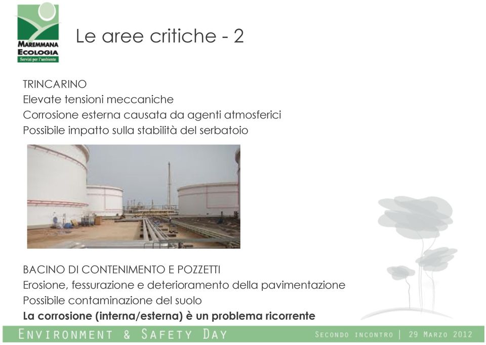 DI CONTENIMENTO E POZZETTI Erosione, fessurazione e deterioramento della