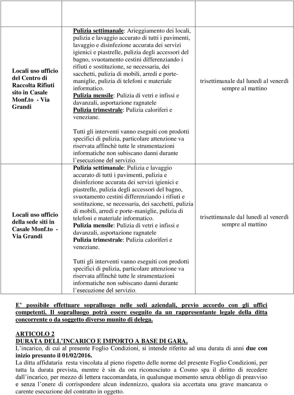 accessori del bagno, svuotamento cestini differenziando i rifiuti e sostituzione, se necessaria, dei sacchetti, pulizia di mobili, arredi e portemaniglie, pulizia di telefoni e materiale informatico.