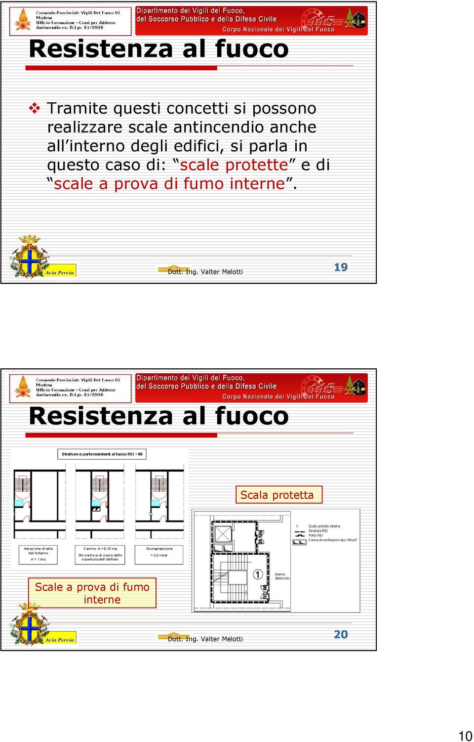 questo caso di: scale protette e di scale a prova di fumo interne.