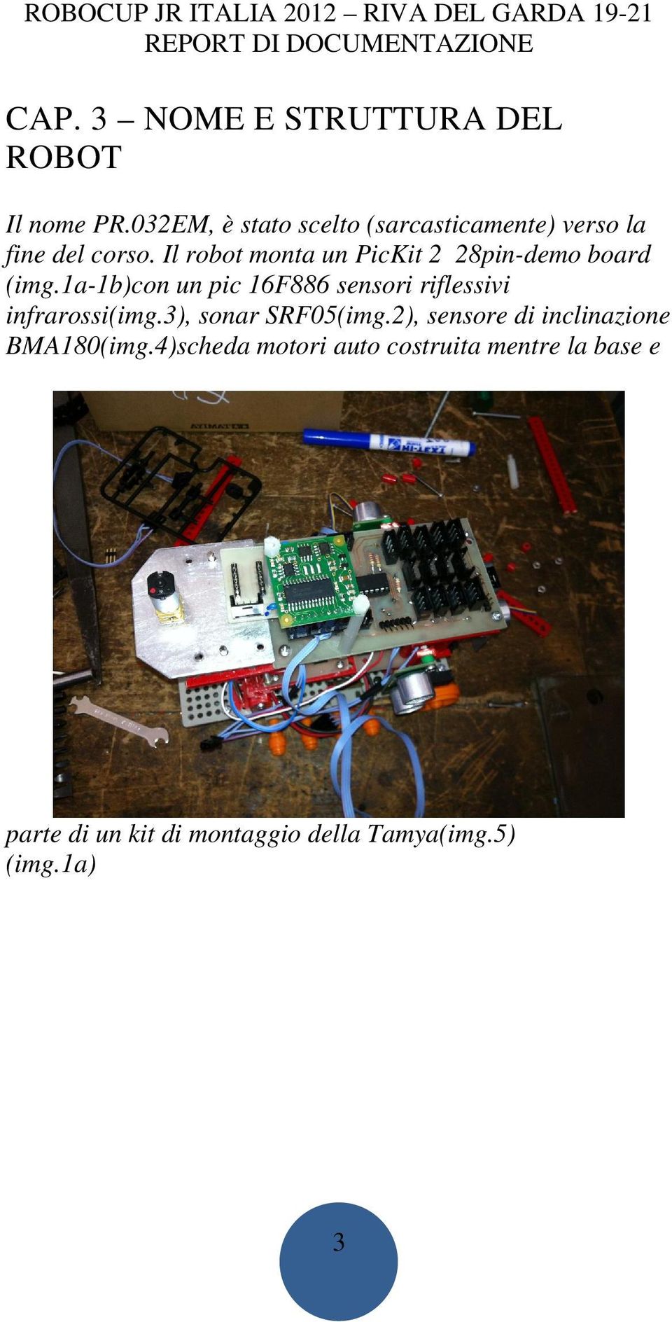 Il robot monta un PicKit 2 28pin-demo board (img.