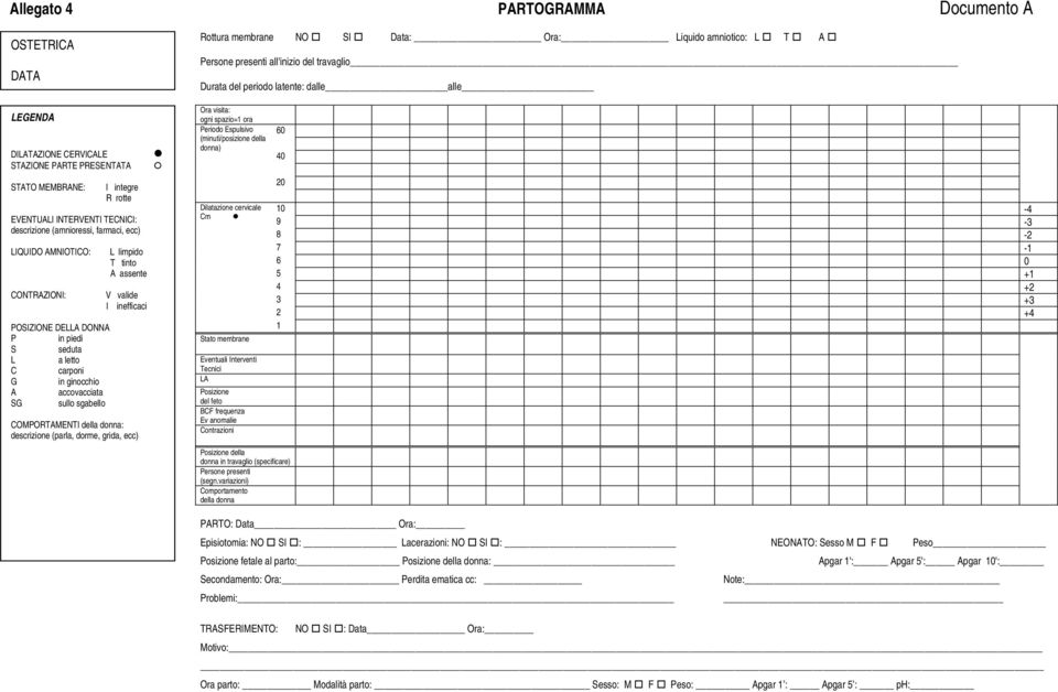 inefficaci COMPORTAMENTI della donna: descrizione (parla, dorme, grida, ecc) Rottura membrane NO SI Data: Ora: Liquido amniotico: L T A Persone presenti all'inizio del travaglio Durata del periodo