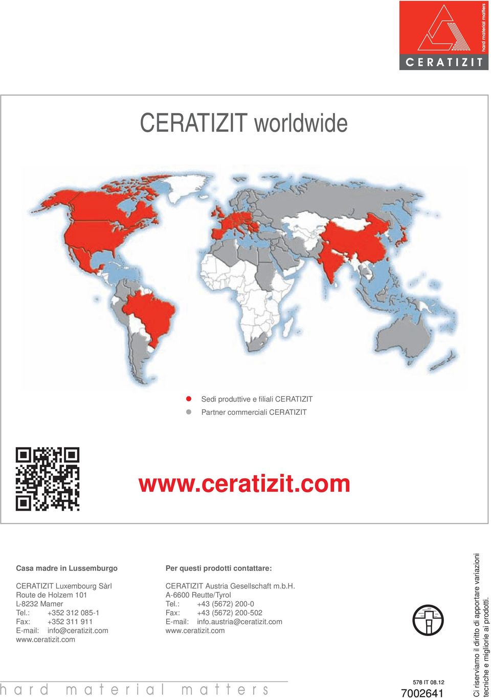 : +352 312 085-1 Fax: +352 311 911 E-mail: info@ceatizit.com www.ceatizit.com Pe questi podotti contattae: CEATIZIT Austia Gesellschaft m.