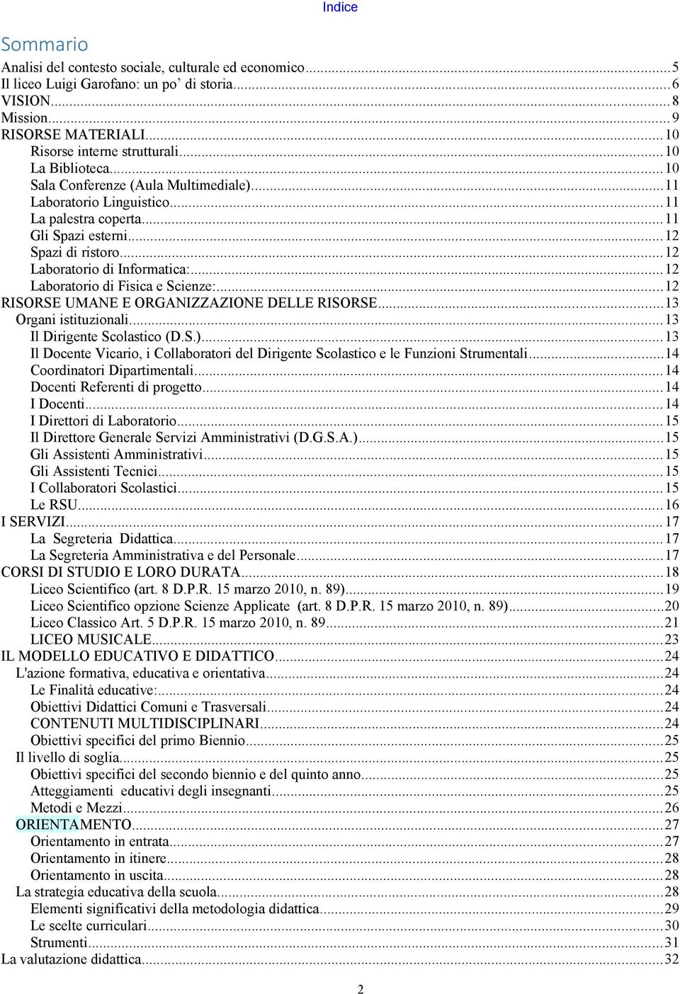 ..12 RISORSE UMANE E ORGANIZZAZIONE DELLE RISORSE...13 Organi istituzinali...13 Il Dirigente Sclastic (D.S.)...13 Il Dcente Vicari, i Cllabratri del Dirigente Sclastic e le Funzini Strumentali.