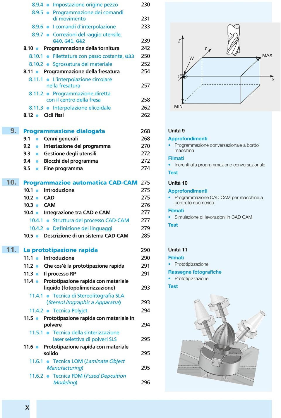 11.2 Programmazione diretta con i centro dea fresa 258 8.11.3 Interpoazione eicoidae 262 8.12 Cici fissi 262 MIN 9. Programmazione diaogata 268 9.1 Cenni generai 268 9.