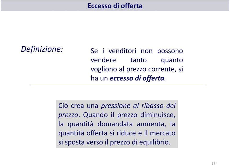 Ciò crea una pressione al ribasso del prezzo.