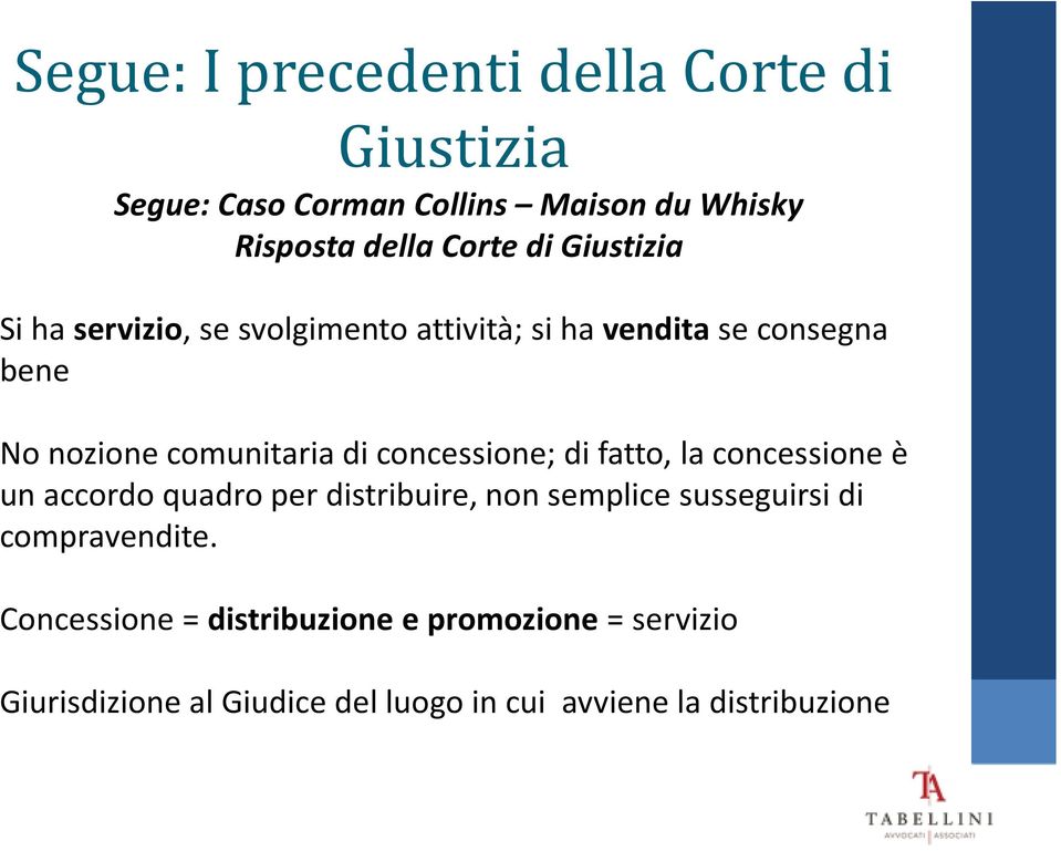 concessione; di fatto, la concessione è un accordo quadro per distribuire, non semplice susseguirsi di