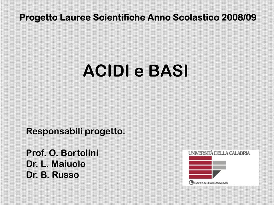 Responsabili progetto: Prof O