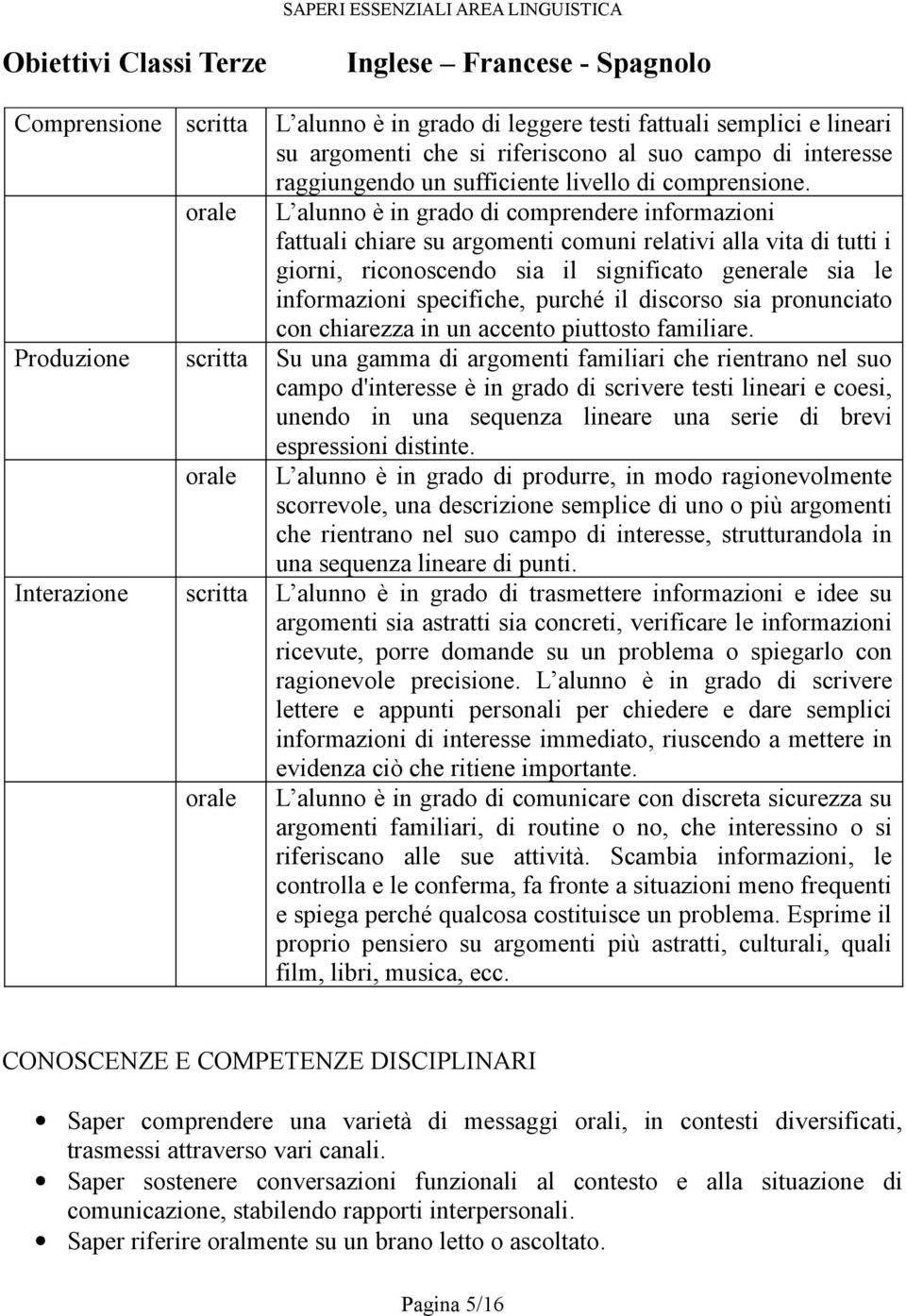 L alunno è in grado di comprendere informazioni fattuali chiare su argomenti comuni relativi alla vita di tutti i giorni, riconoscendo sia il significato generale sia le informazioni specifiche,