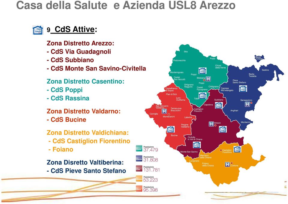 CdS Poppi - CdS Rassina Zona Distretto Valdarno: - CdS Bucine Zona Distretto