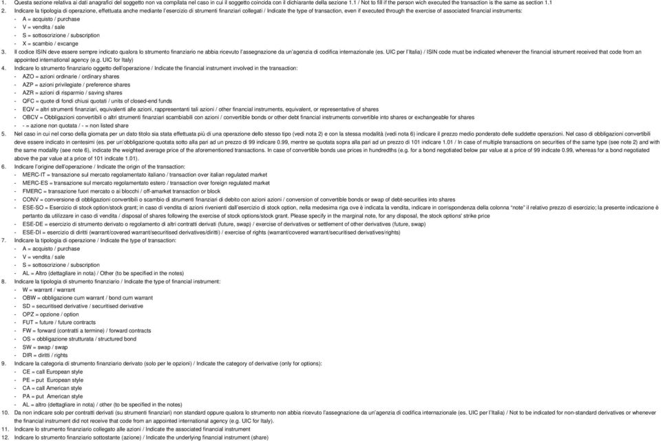 Indicare la tipologia di operazione, effettuata anche mediante l esercizio di strumenti finanziari collegati / Indicate the type of transaction, even if executed through the exercise of associated