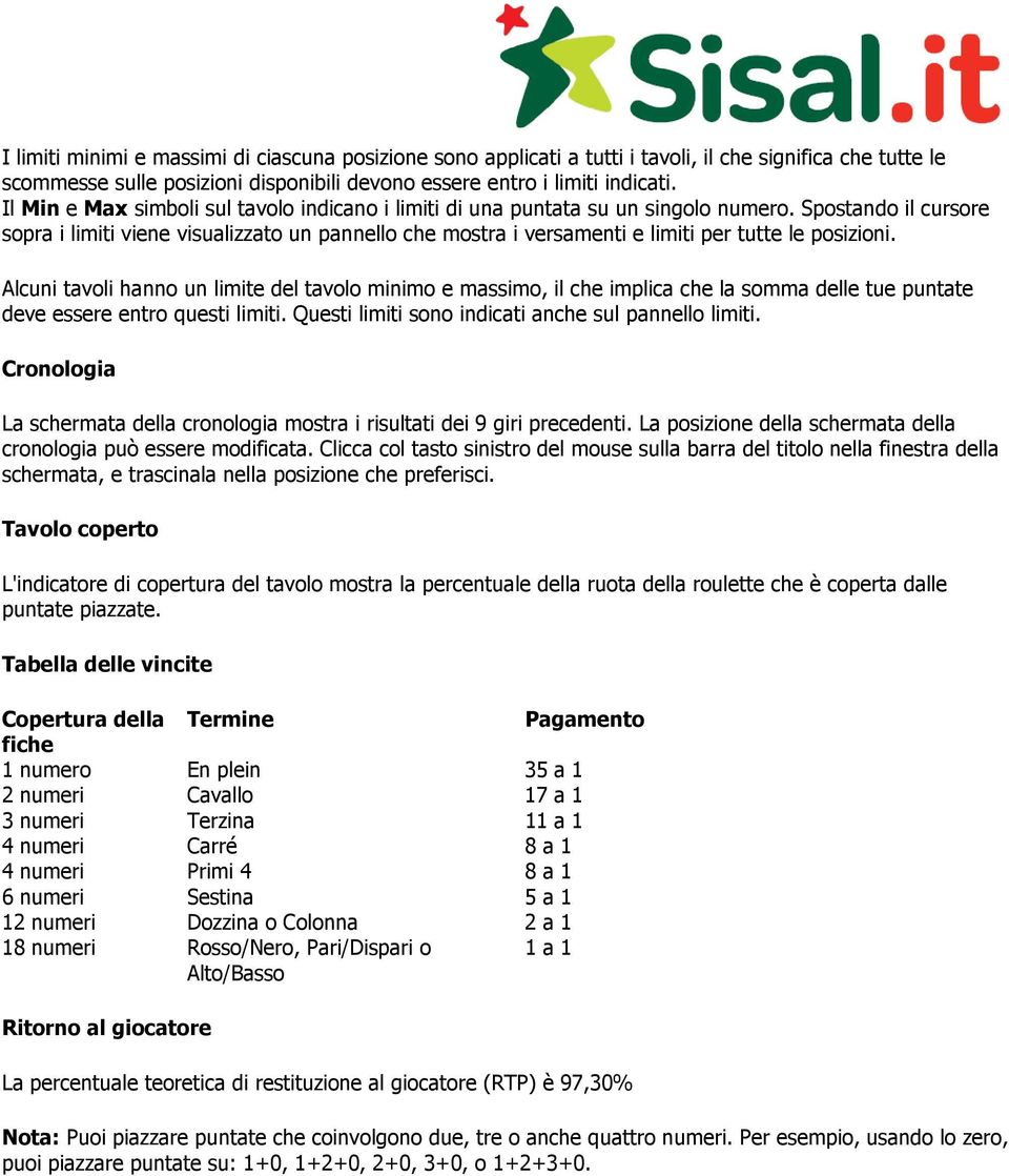 Spostando il cursore sopra i limiti viene visualizzato un pannello che mostra i versamenti e limiti per tutte le posizioni.