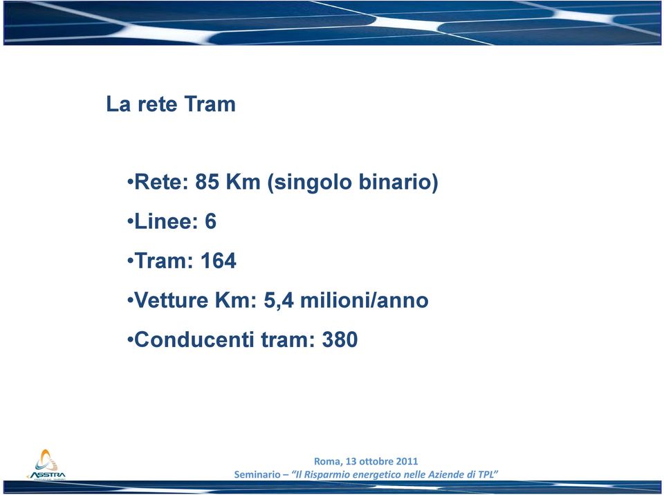 Tram: 164 Vetture Km: 5,4