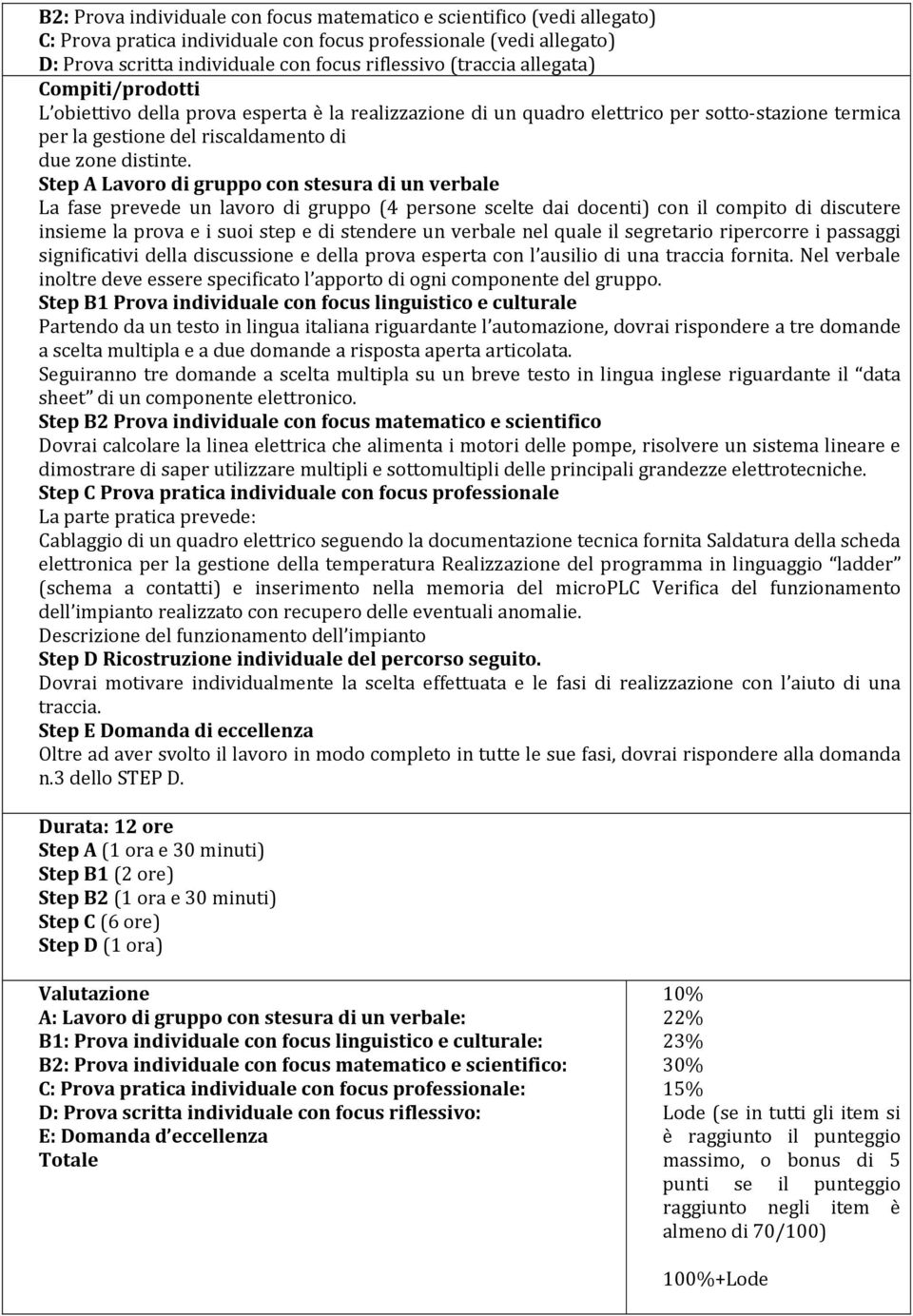 Step A Lavoro di gruppo con stesura di un verbale La fase prevede un lavoro di gruppo (4 persone scelte dai docenti) con il compito di discutere insieme la prova e i suoi step e di stendere un