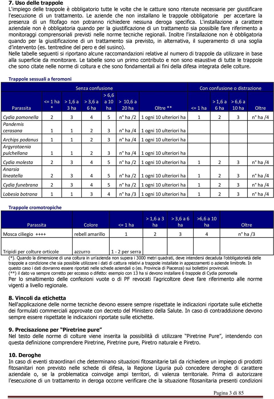 Oltre Cydia pomonella 2 3 4 5 n ha /2 1 ogni 10 ulteriori ha 1 2 3 n ha /4 Pandemis cerasana 1 1 2 3 n ha /4 1 ogni 10 ulteriori ha Archips podanus 1 1 2 3 n ha /4 1 ogni 10 ulteriori ha Argyrotaenia