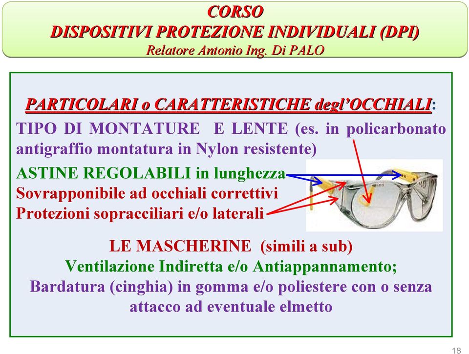 Sovrapponibile ad occhiali correttivi Protezioni sopracciliari e/o laterali LE MASCHERINE (simili a