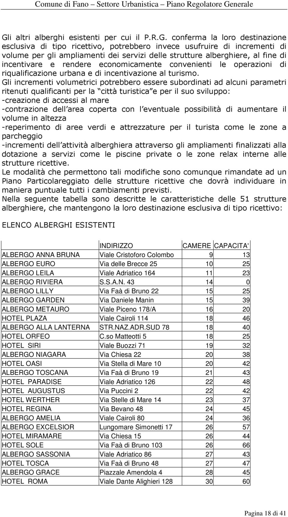 S.A.N. 4 14 0 ALBERGO LILLY Via Faà di Bruno 22 15 25 ALBERGO GARDEN Via Daniele Manin 15 9 ALBERGO METAURO Viale Piceno 178/A 16 20 HOTEL PLAZA Viale Cairoli 114 18 46 ALBERGO ALLA LANTERNA STR.NAZ.