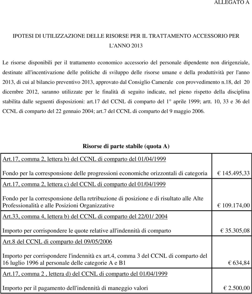 con provvedimento n.18, del 20 dicembre 2012, saranno utilizzate per le finalità di seguito indicate, nel pieno rispetto della disciplina stabilita dalle seguenti disposizioni: art.