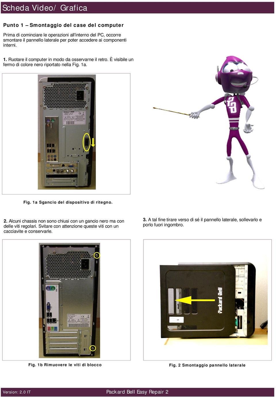 2. Alcuni chassis non sono chiusi con un gancio nero ma con delle viti regolari. Svitare con attenzione queste viti con un cacciavite e conservarle. 3.