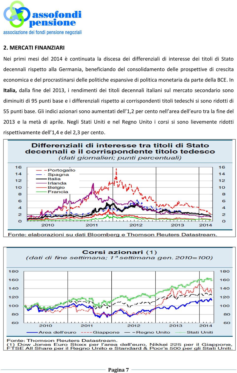 In Italia, dalla fine del 2013, i rendimenti dei titoli decennali italiani sul mercato secondario sono diminuiti di 95 punti base e i differenziali rispetto ai corrispondenti titoli tedeschi si